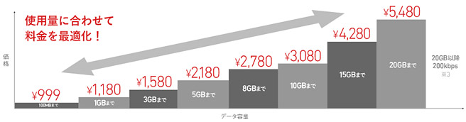 フリーテルの100MBから使った分だけ料金が変わる従量制プラン