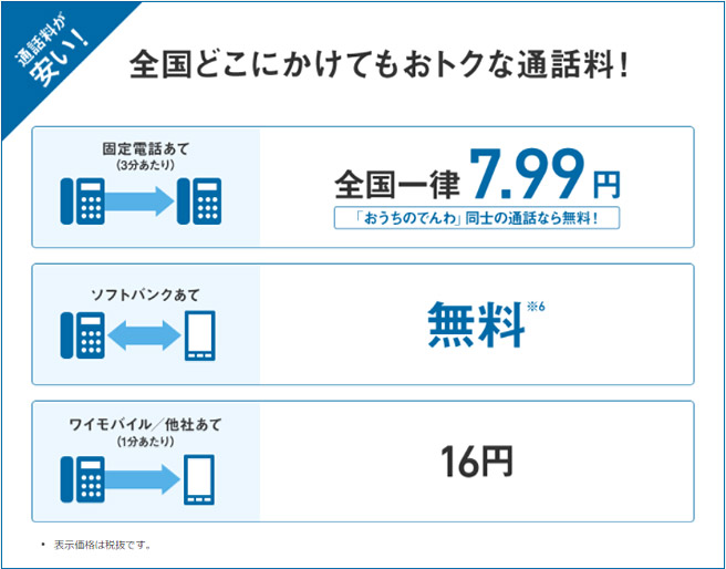 電話料金もとても安い