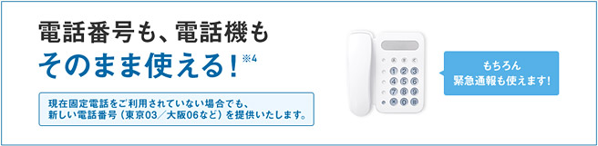 電話番号も電話機もそのまま使える