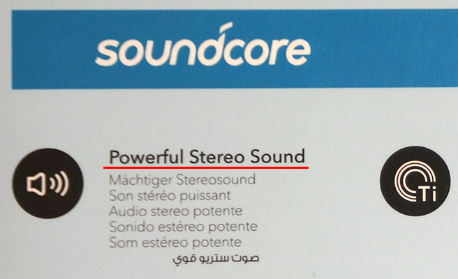 他の方の口コミを参考に、ステレオという確証のないまま購入しましたが、化粧箱に「Powerful Stereo Sound」と書かれていて安心しました。